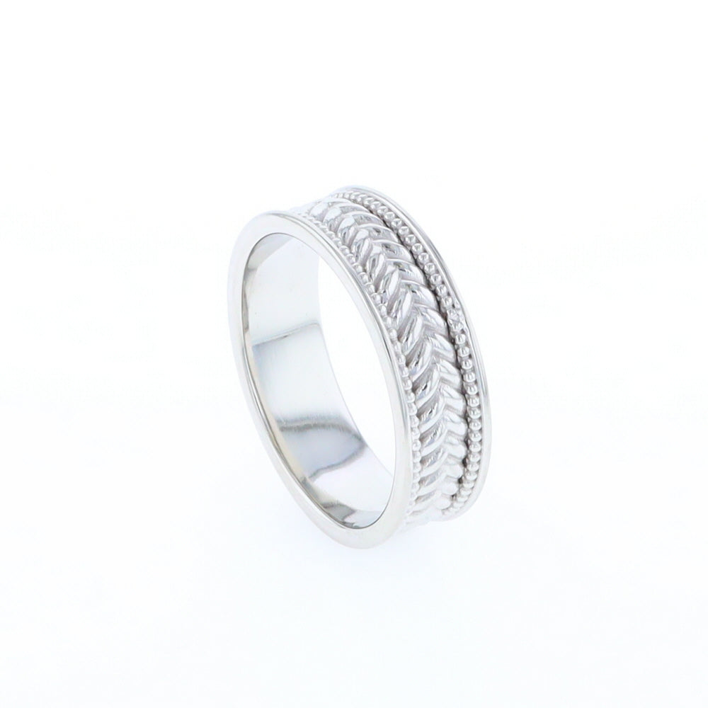 Braided White Gold Men's Ring