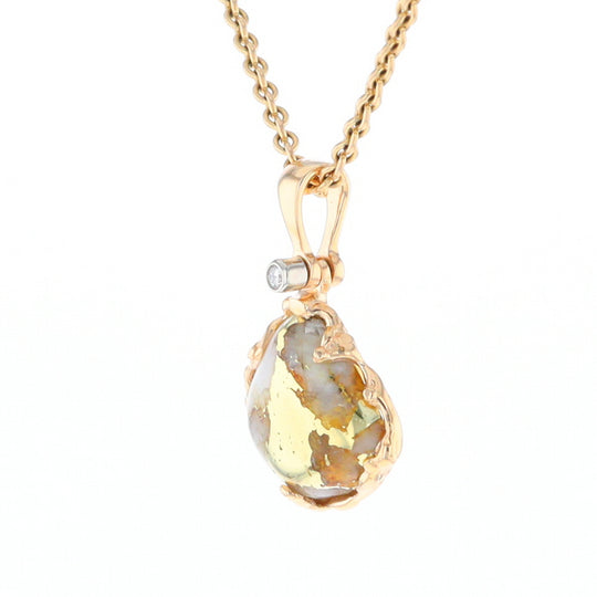 Gold Quartz Freeform Pendant