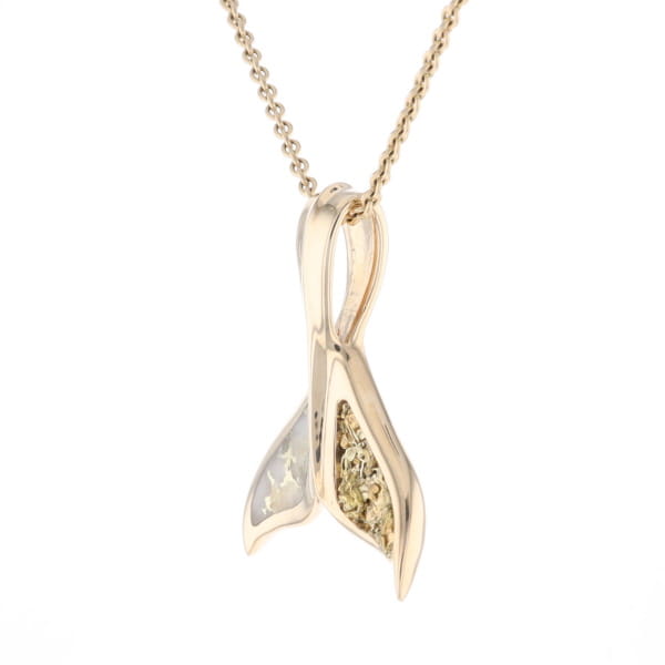 Whale Tail Necklaces Natural Gold Quartz and Nuggets Inlaid Pendant