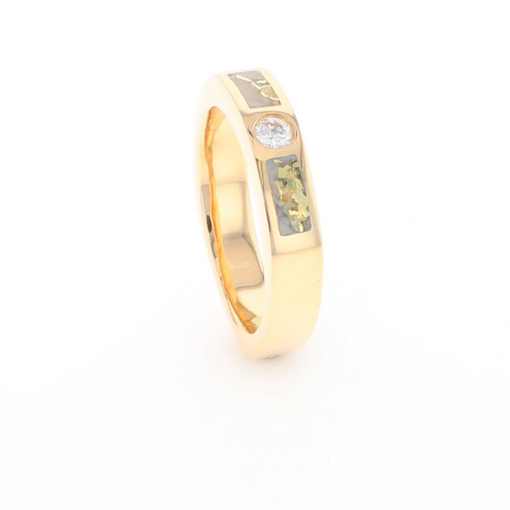 Gold Quartz Ring Double Sided Inlaid Design with .10ct Round Diamond G2