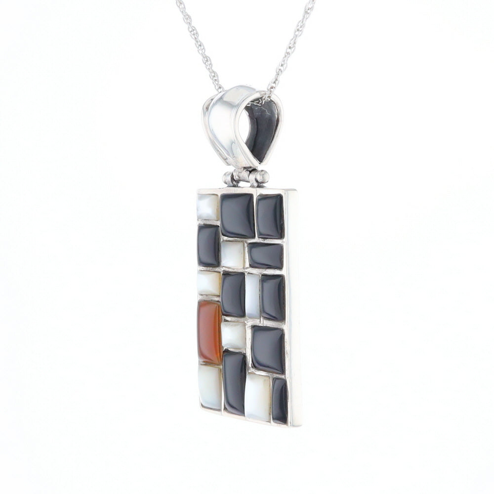 Onyx & Mother of Pearl Checkered Pendant