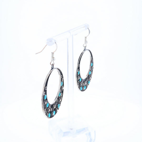 Floral Chrysocolla Hoop Earrings