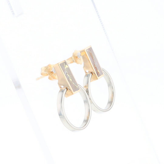 Gold Quartz Rectangle Inlaid Knocker Earrings - G2