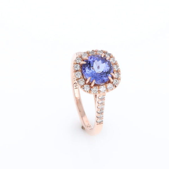 Rose Gold Tanzanite Halo Ring