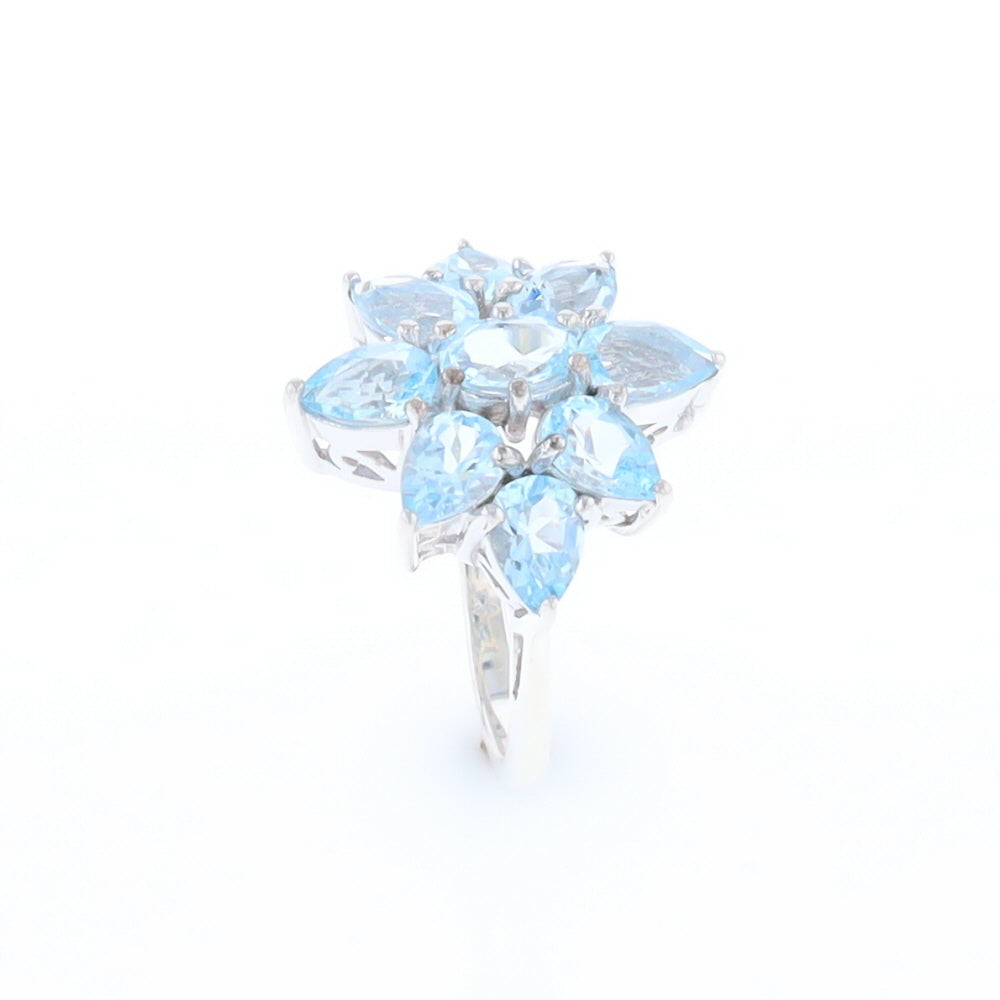 Blue Topaz Flower Ring