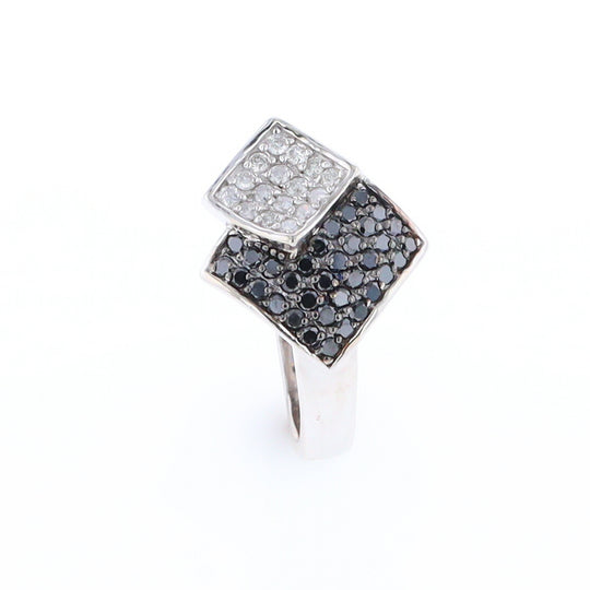 Double Pavé Black and White Diamond Ring