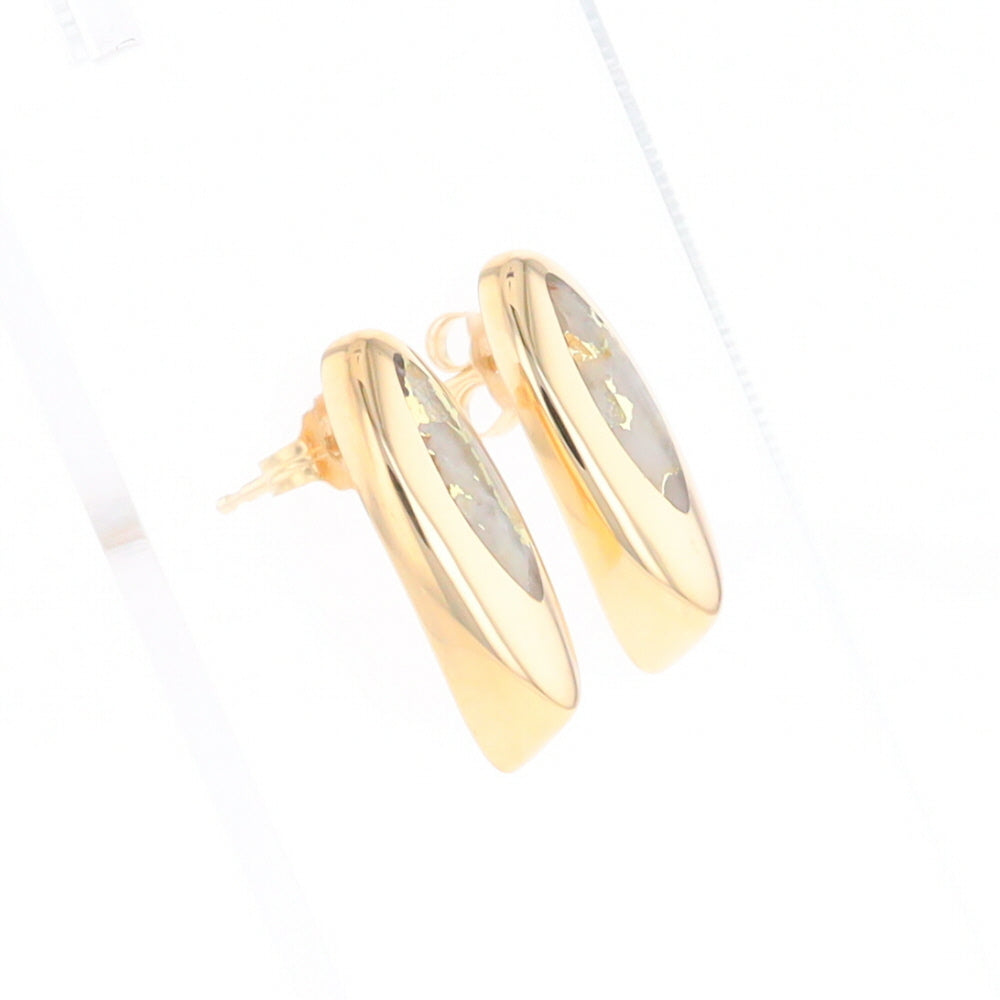 Oval Gold Quartz Inlaid Earrings - G2