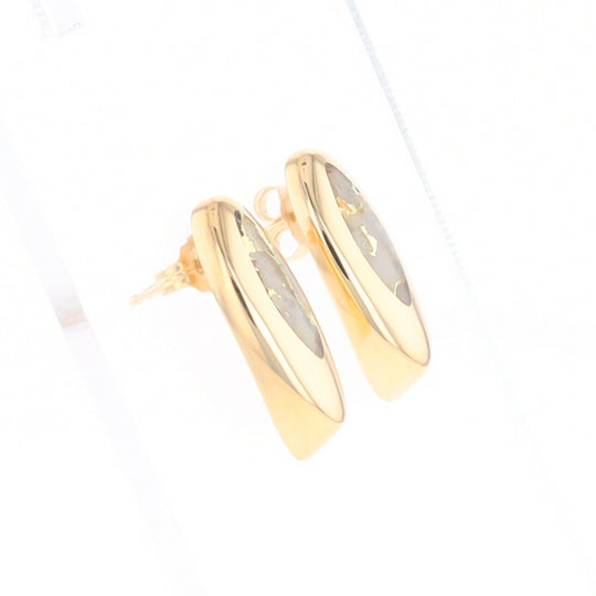 Oval Gold Quartz Inlaid Earrings - G2