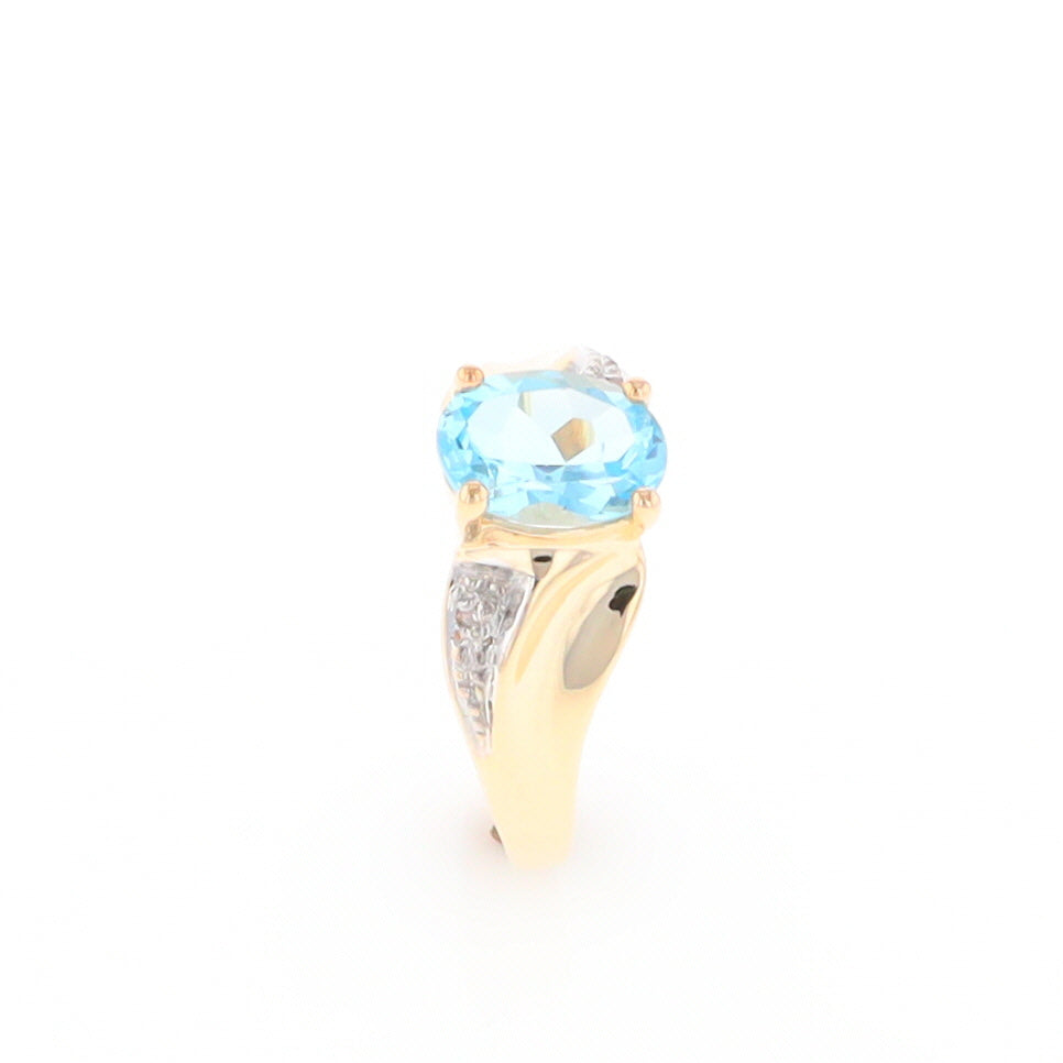 Blue Topaz Ring with Diamond Accents