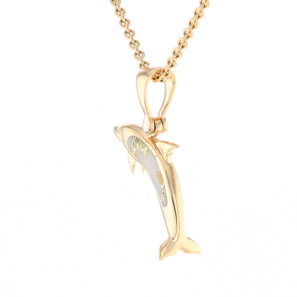 Gold Quartz Dolphin Pendant - G2