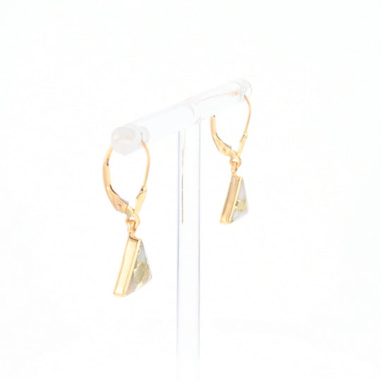 Gold Quartz Triangle Inlaid Earrings - G2