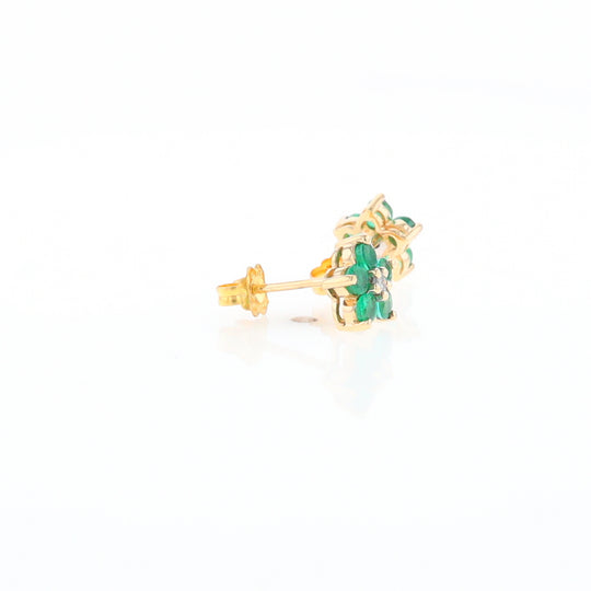 Emerald Flower Stud Earrings