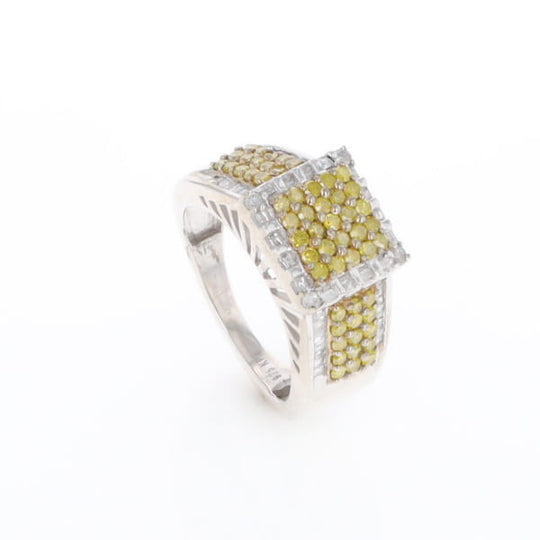 Yellow and White Diamond Filigree Design Ring