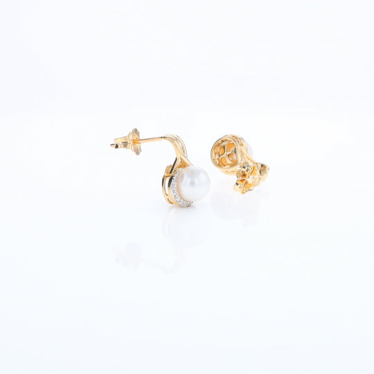 Pearl Drop Earrings with Diamond Halos
