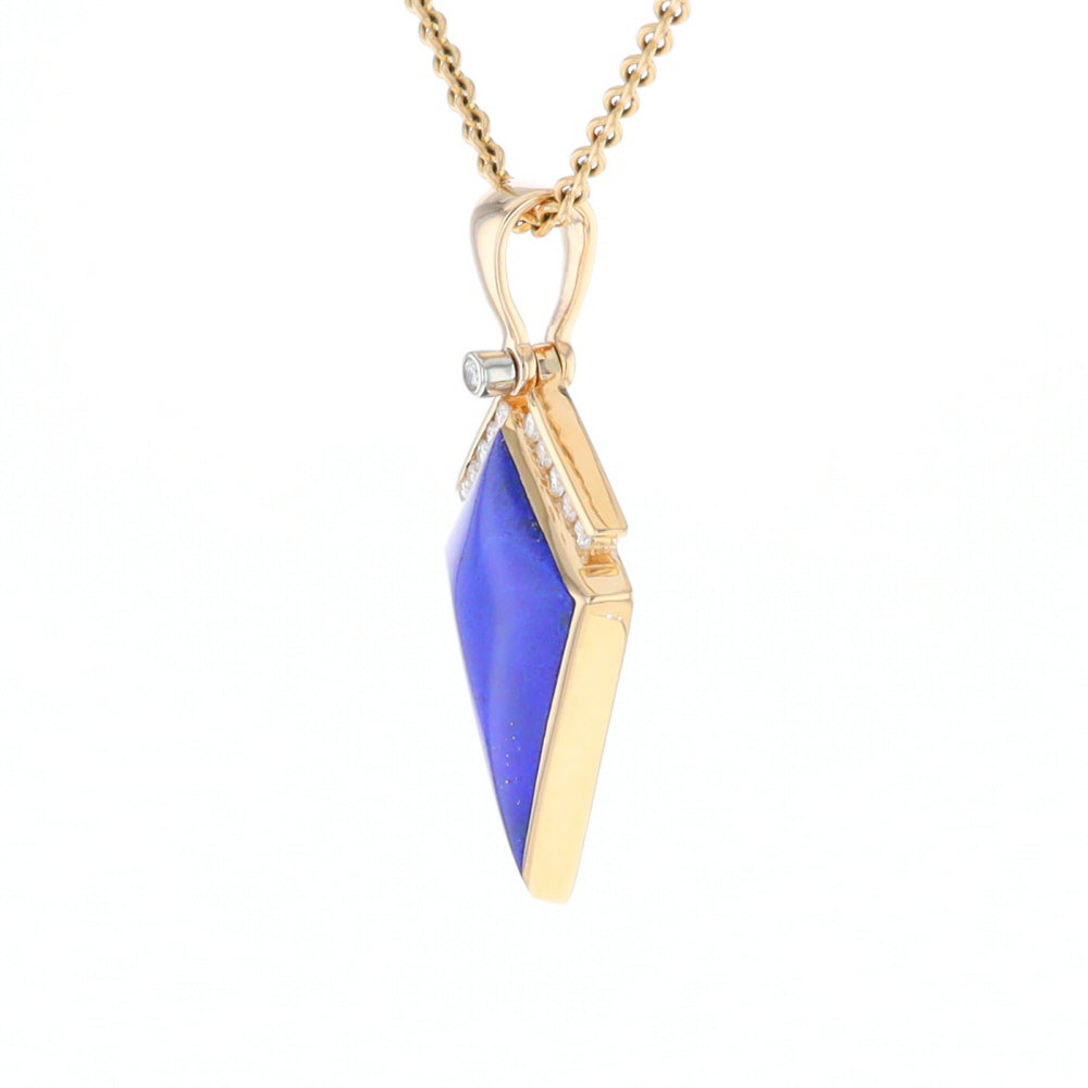 Lapis Kit Shaped Inlaid Pendant with 0.19ctw Diamonds