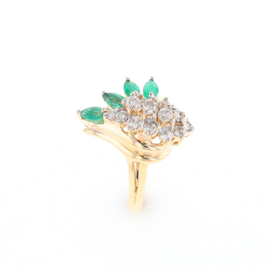 Emerald and Diamond Cluster Ring