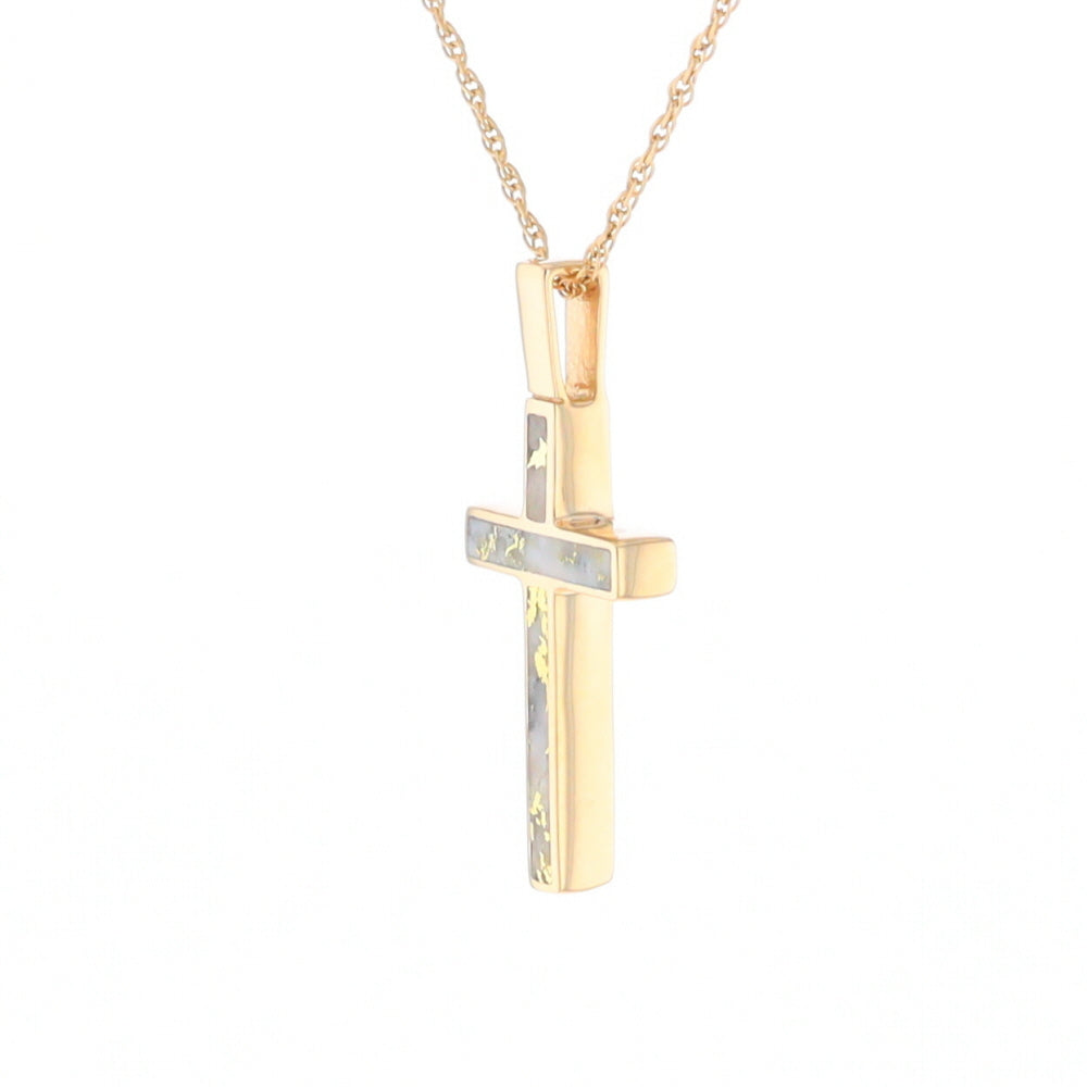 Three Section Gold Quartz Cross - G2