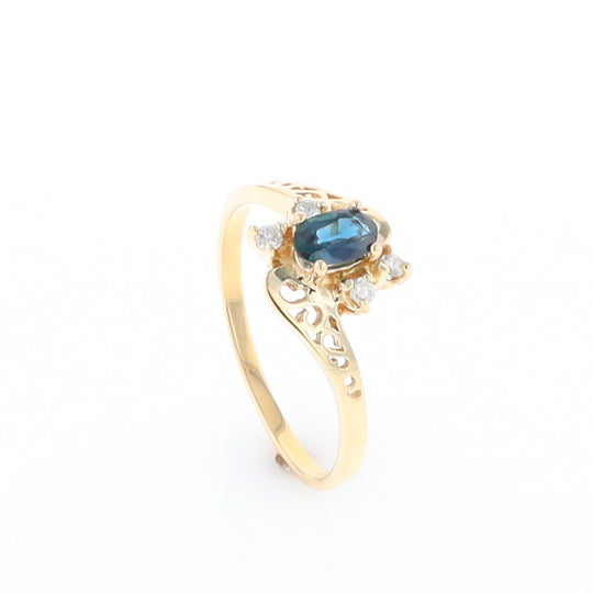 Oval Sapphire Diamond Bypass Ring