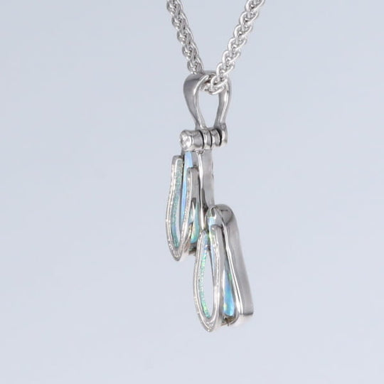 Opal Pendant Sandals Double Inlaid Design with .02ct Round Diamond