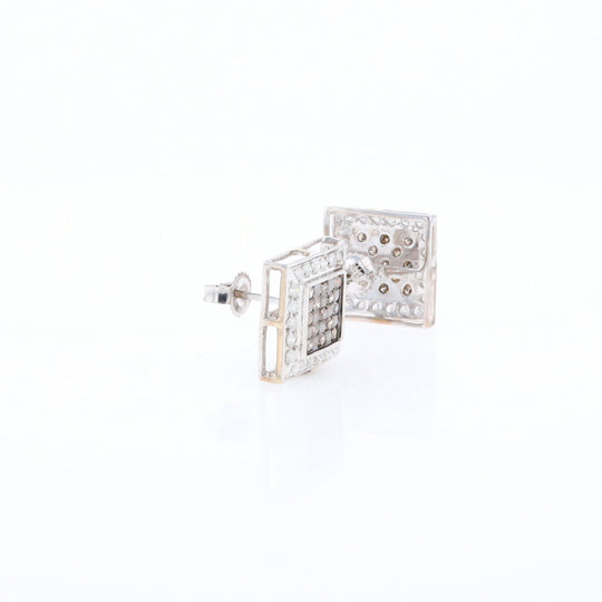 Square White & Chocolate Diamond Earrings