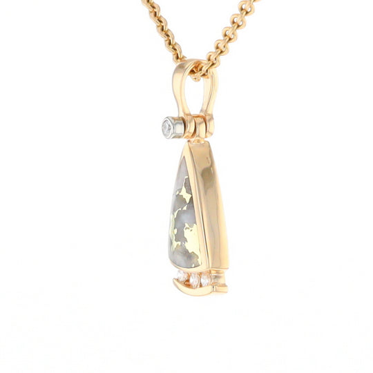 Gold Quartz Triangle Inlaid Pendant with 0.08ctw Diamonds - G2