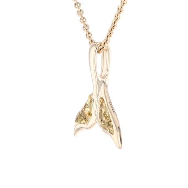 Whale Tail Natural Nuggets Double Inlaid Sea Life Pendant
