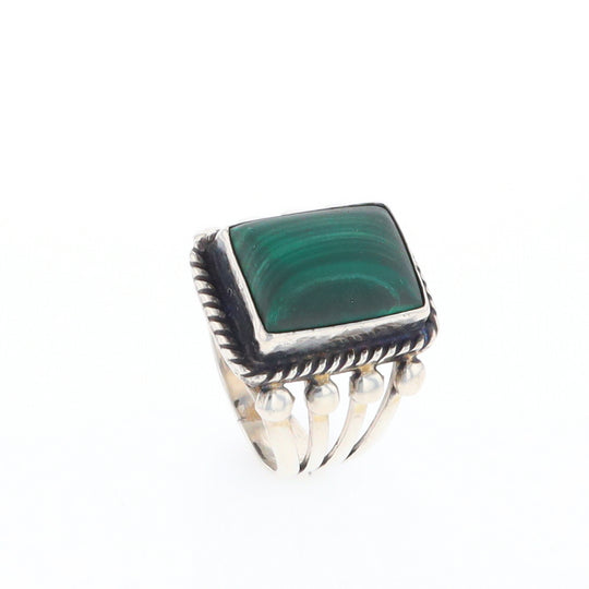 Native Rectangle Malachite Ring