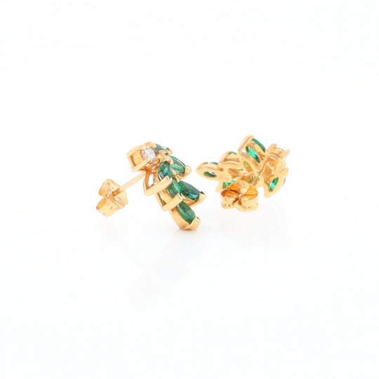 Marquise Emerald Cluster Stud Earrings