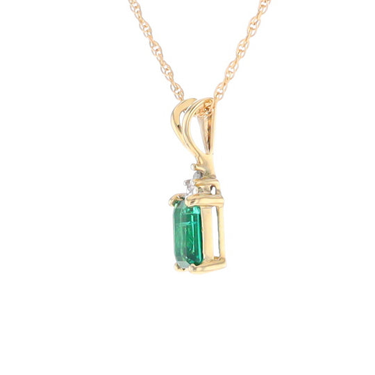 Synthetic Emerald Pendant with Diamond Accents