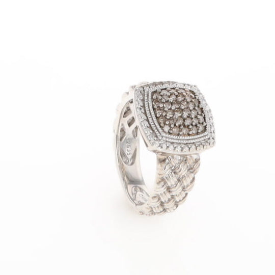 Champaign Diamond Square Braided Cluster Band