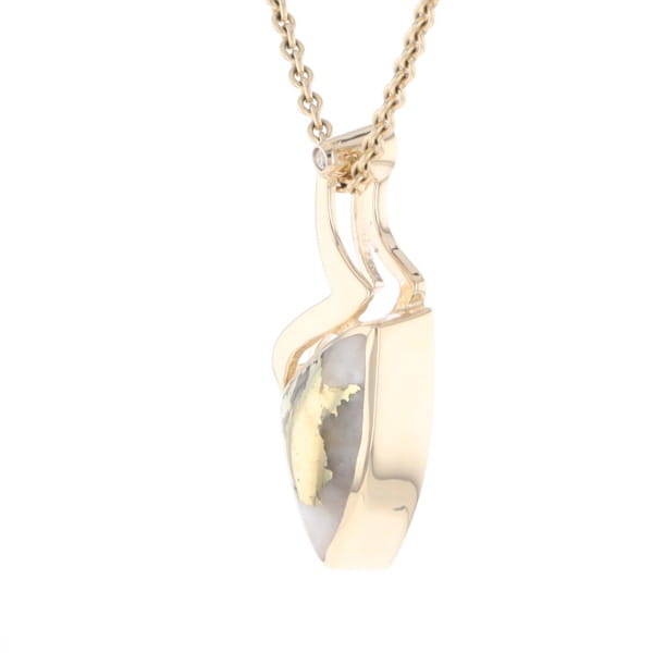 Gold Quartz Triangulare Inlaid Pendant with Diamond Accent