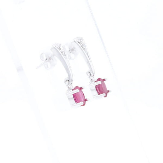 Oval Ruby Dangle Earrings