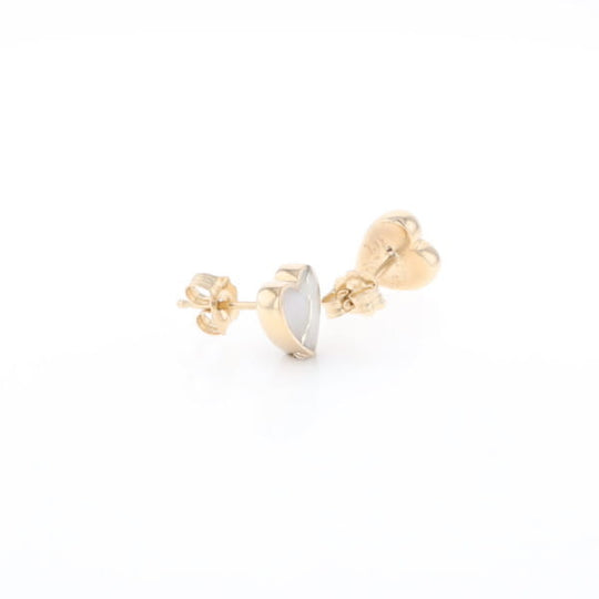 Gold Quartz Heart Stud Earrings - G2