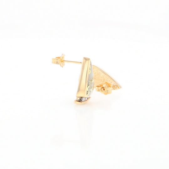 G1 Gold Quartz Earrings Triangle Shape Inlaid Design with .12ctw Diamonds