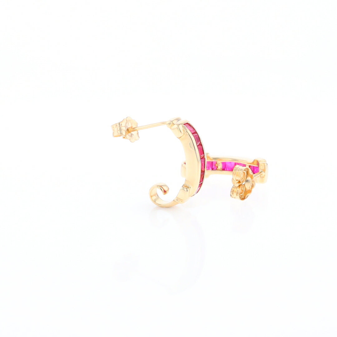 Channel Ruby Semi-Hoop Earrings