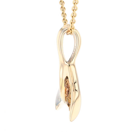 Whale Tail Natural Gold Quartz and Nuggets Inlaid Pendant