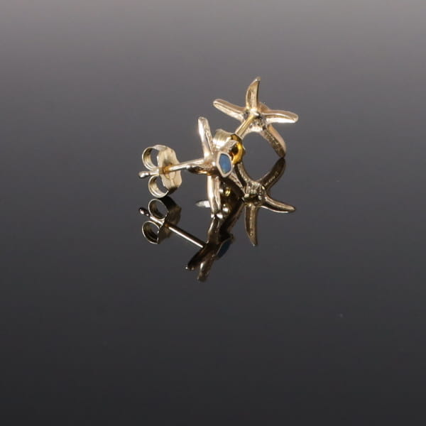Opal Earrings Inlaid Realistic Star Fish Design Studs