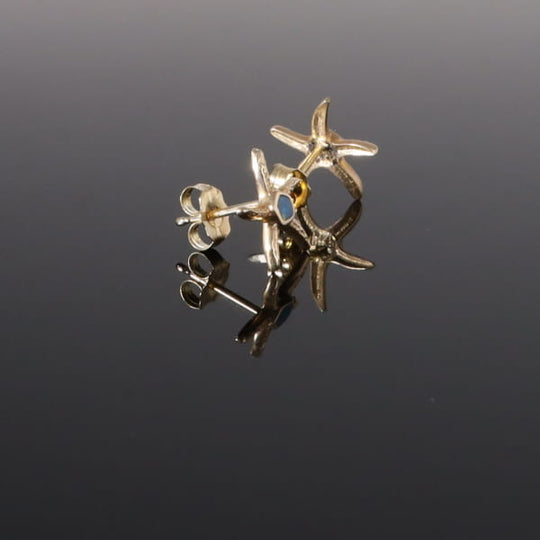 Opal Earrings Inlaid Realistic Star Fish Design Studs