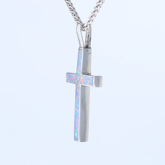 Opal Pendant 4 Section Inlaid Cross