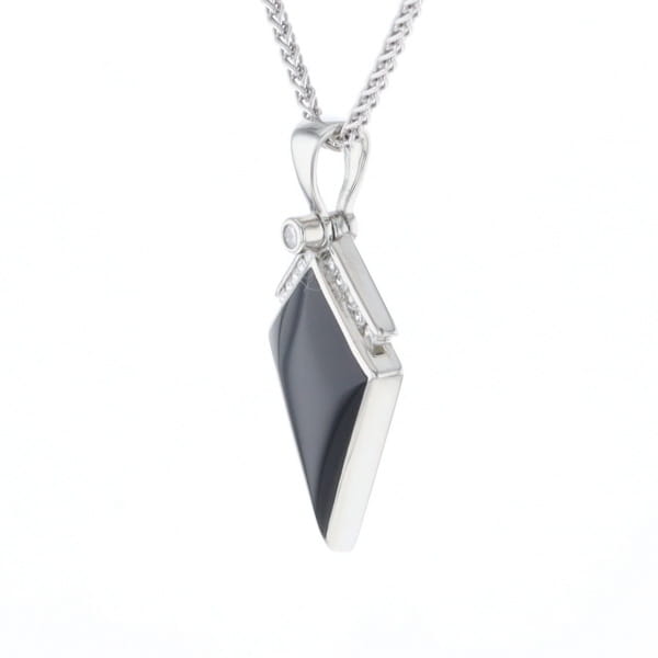 Onyx Kite Design Inlay .19Ctw Diamond Pendant