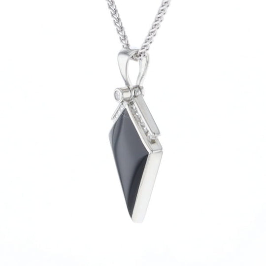 Onyx Kite Design Inlay .19Ctw Diamond Pendant