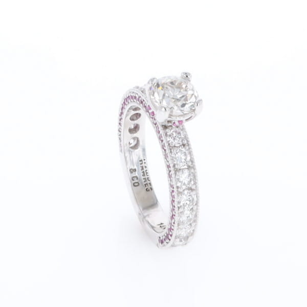 Diamond and Pink Sapphire Engagement Ring