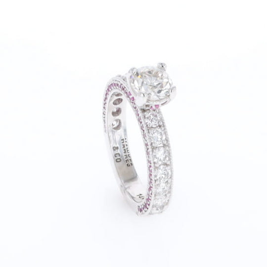 Diamond and Pink Sapphire Engagement Ring