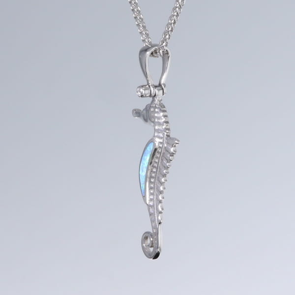 Opal Pendant Inlaid Realistic Sea Horse Design