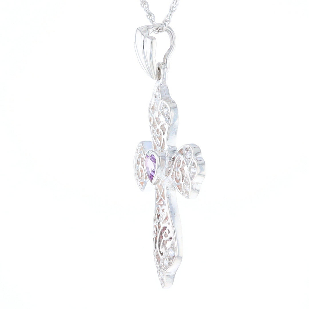 Heart Amethyst Cross Pendant