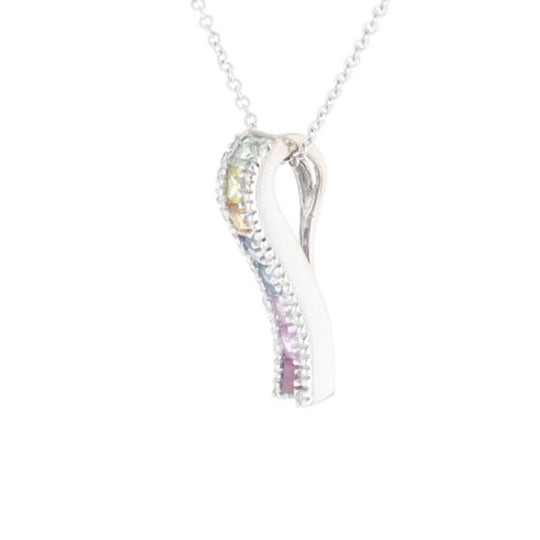 Multi-color Sapphire Necklace with Diamond Accents