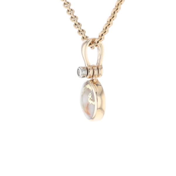 Round Gold Quartz Inlaid Pendant