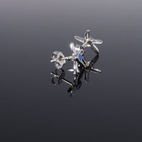 Opal Earrings Inlaid Realistic Star Fish Design