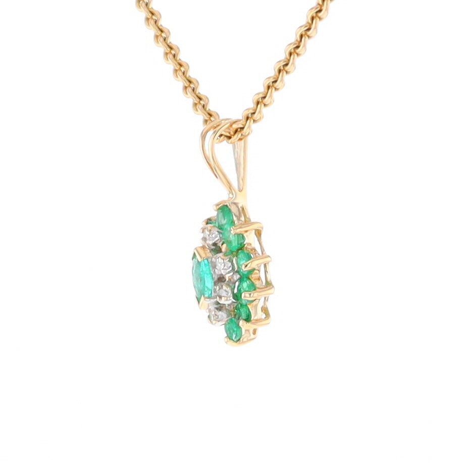 Marquise Shaped Emerald and Diamond Pendant