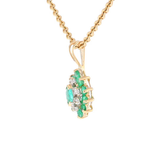 Marquise Shaped Emerald and Diamond Pendant